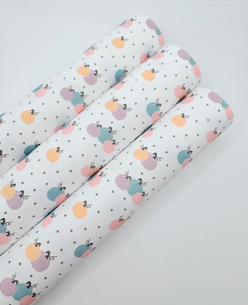 1716 -Pastel watercollour pumpkins Halloween printed canvas fabric sheet