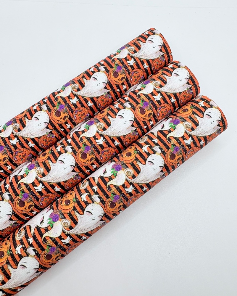 1338 - Cute Ghost Stripped halloween printed canvas sheet