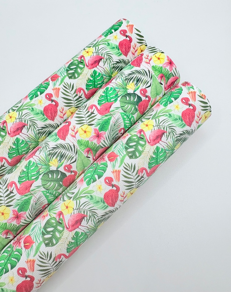 1476 - Tropical safari Floral Flamingo printed canvas sheet
