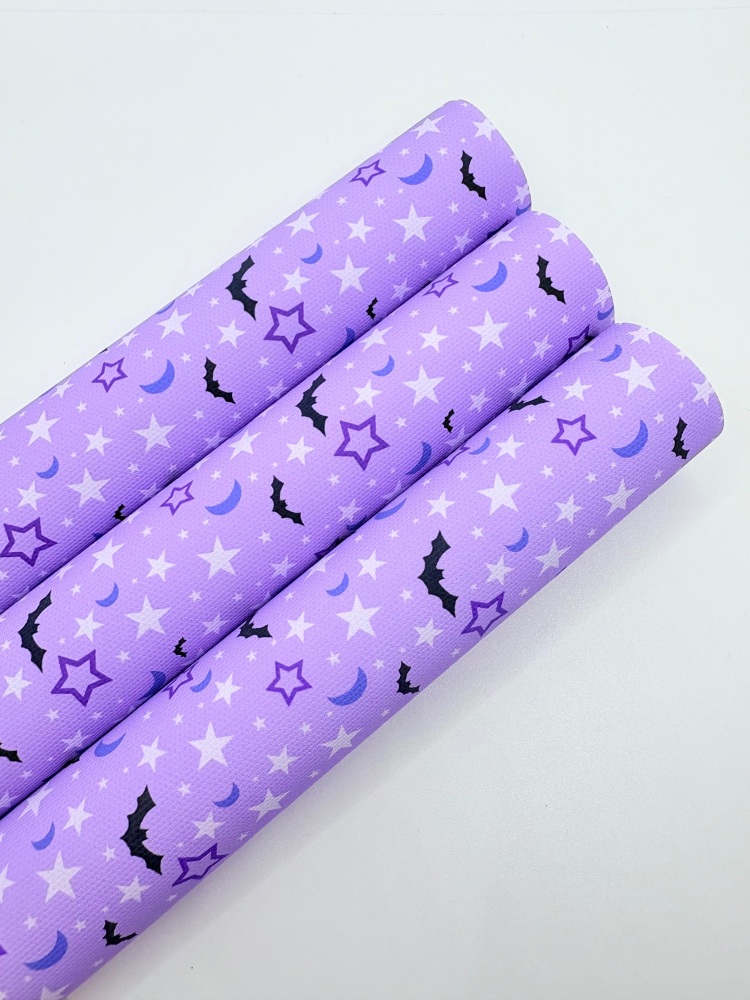 1523 - Pastel lilac bat printed canvas sheet