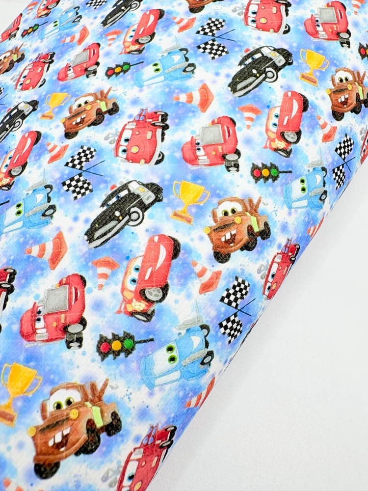 1418 - Blue Lightening Mcqueen Cars Printed canvas sheet