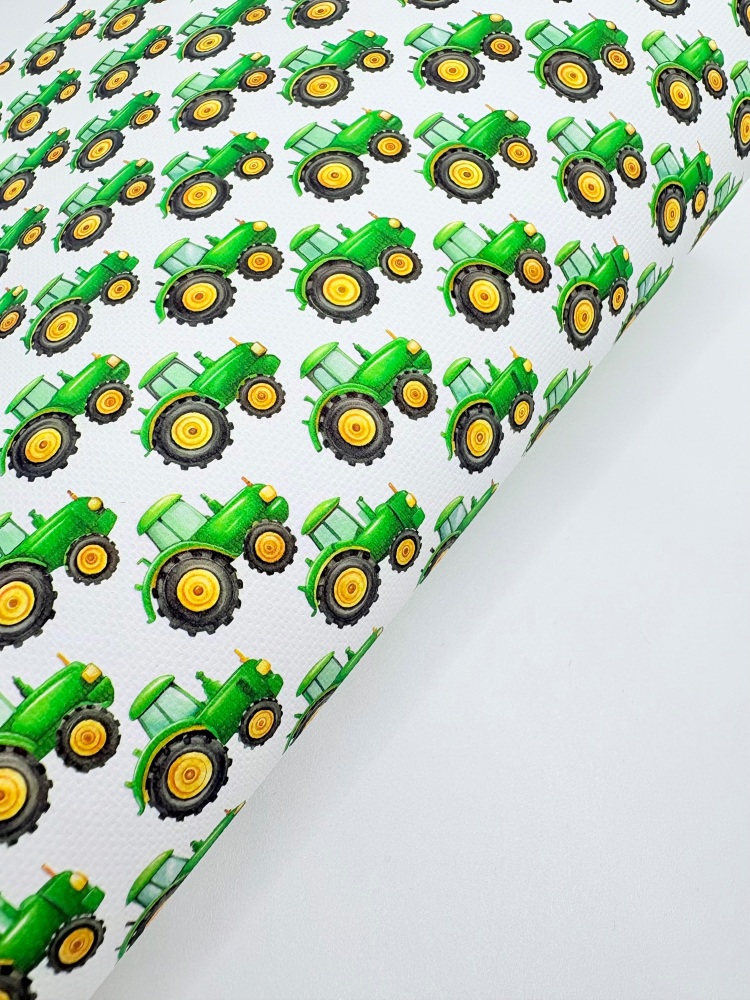 1418 - Green Tractor Printed canvas sheet