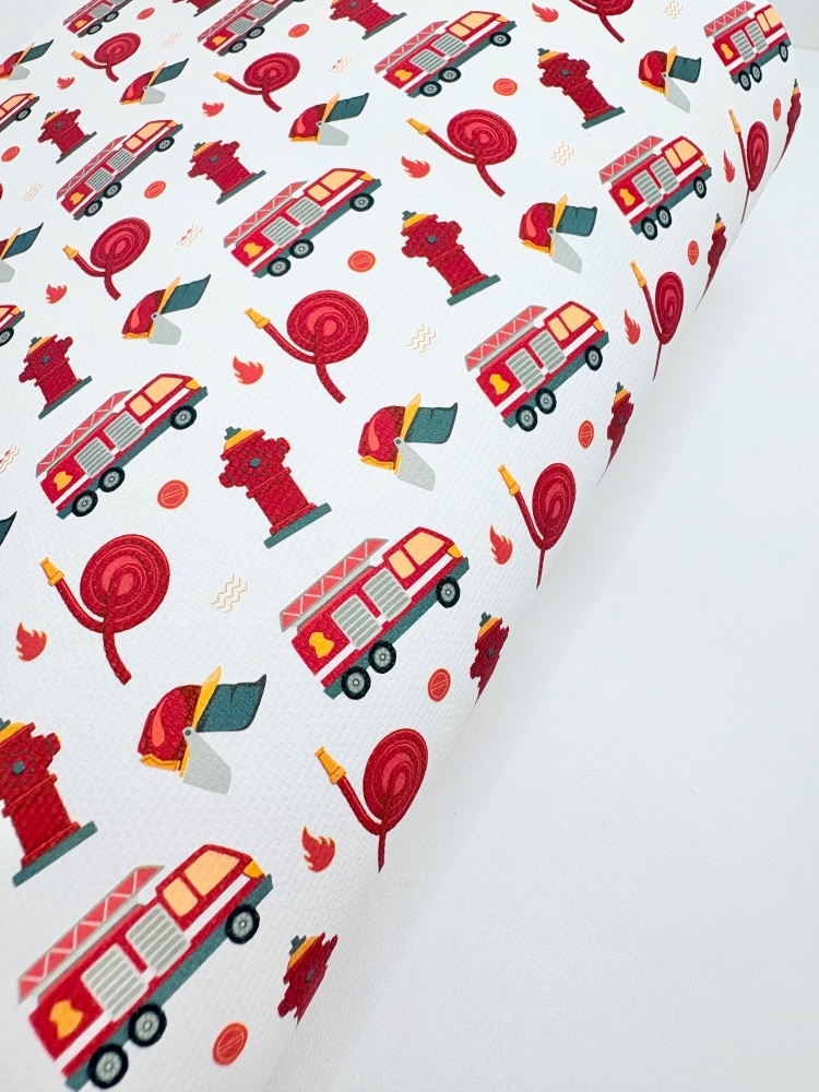 1418 - Firefighter fireman fire engine Printed canvas sheet