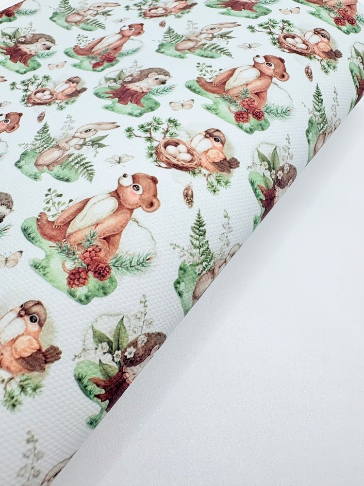 1590 - Bear & Rabbit print printed canvas fabric sheet