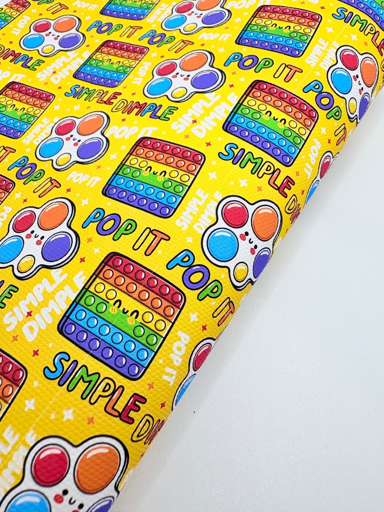 1616- Pop it simple dimple yellow printed canvas fabric sheet