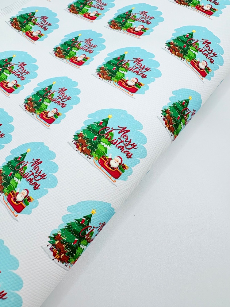 1626 - Merry christmas santa clipart printed canvas fabric sheet