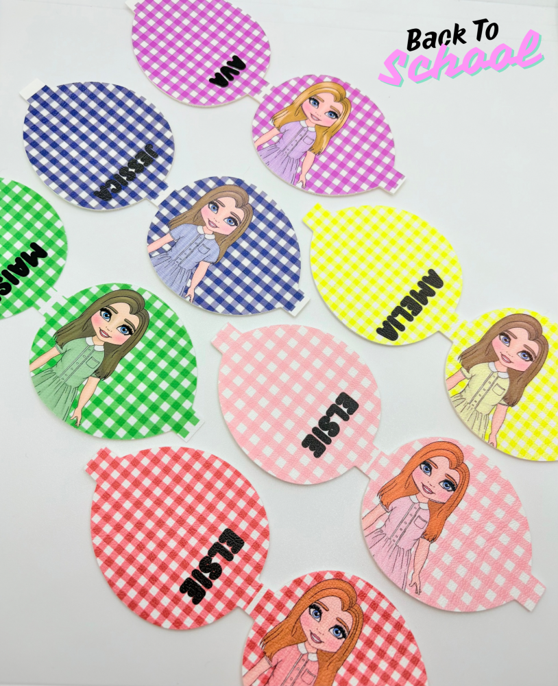 Gingham Dress School Personalised pre cut bow loop