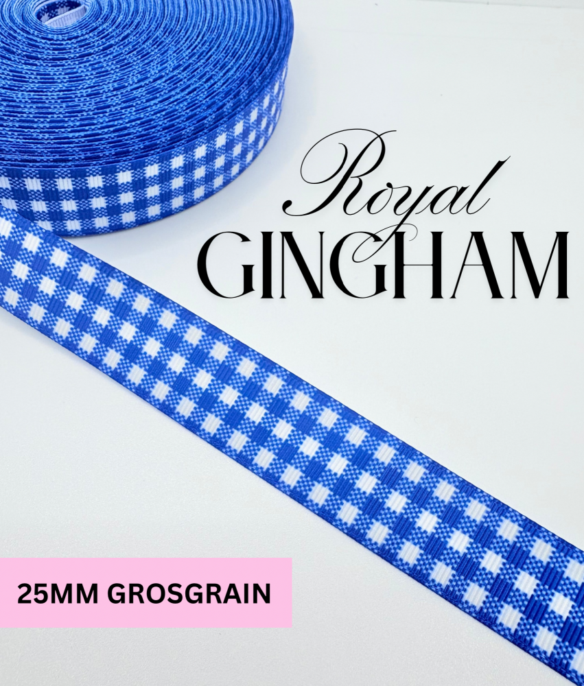 1" 25mm ROYAL grosgrain ribbon school plaid