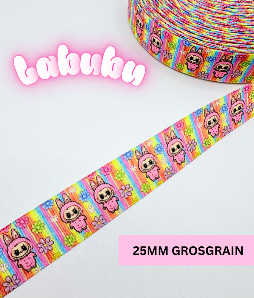 25mm Labubu over the rainbow grosgrain ribbon