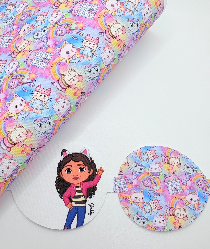 NEW Gabbys pastel rainbow printed pre cut bow loop