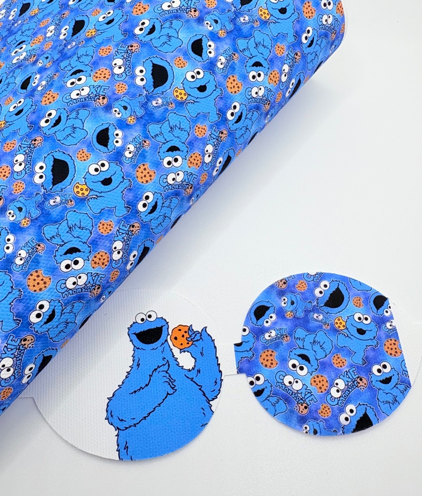 Cookie Monster Sesame Street printed pre cut bow loop