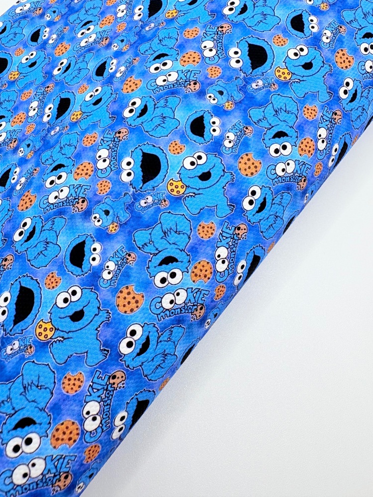 1759  - Cookie Monster Sesame Street print printed canvas fabric sheet