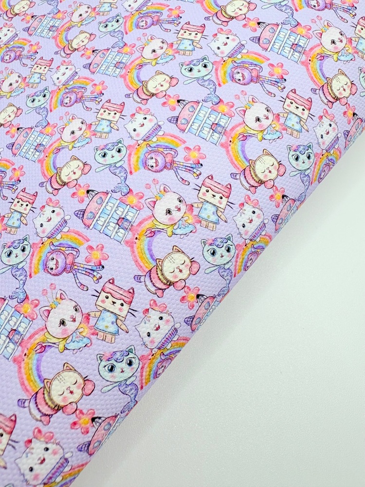 1759  - Gabby dollhouse lilac print printed canvas fabric sheet