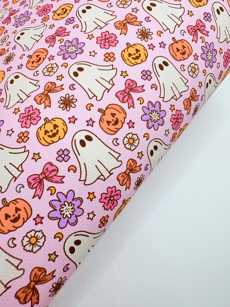 1338 - Floral halloween ghost printed canvas sheet