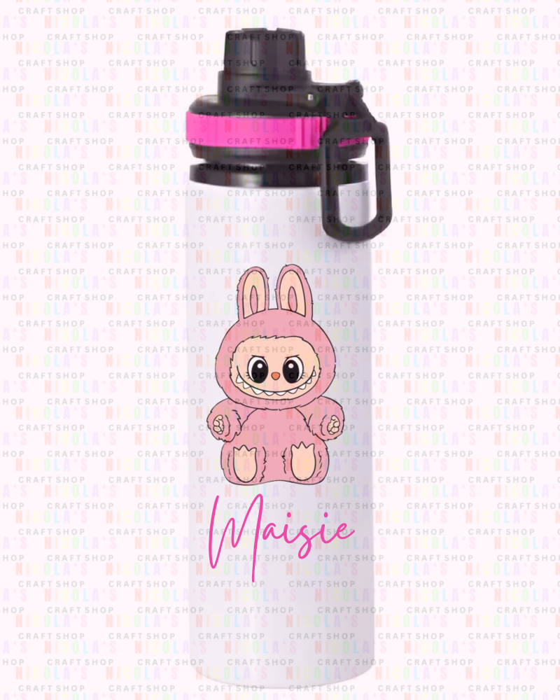 Labubu pink Personalised Water Bottle
