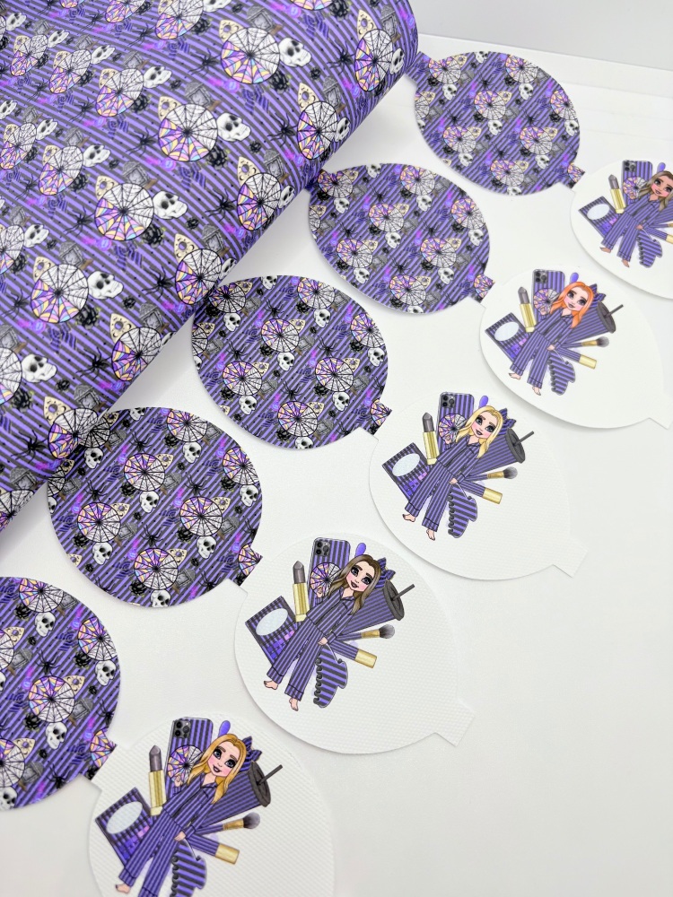 Wednesday Makeup dolly halloween printed pre cut bow loop