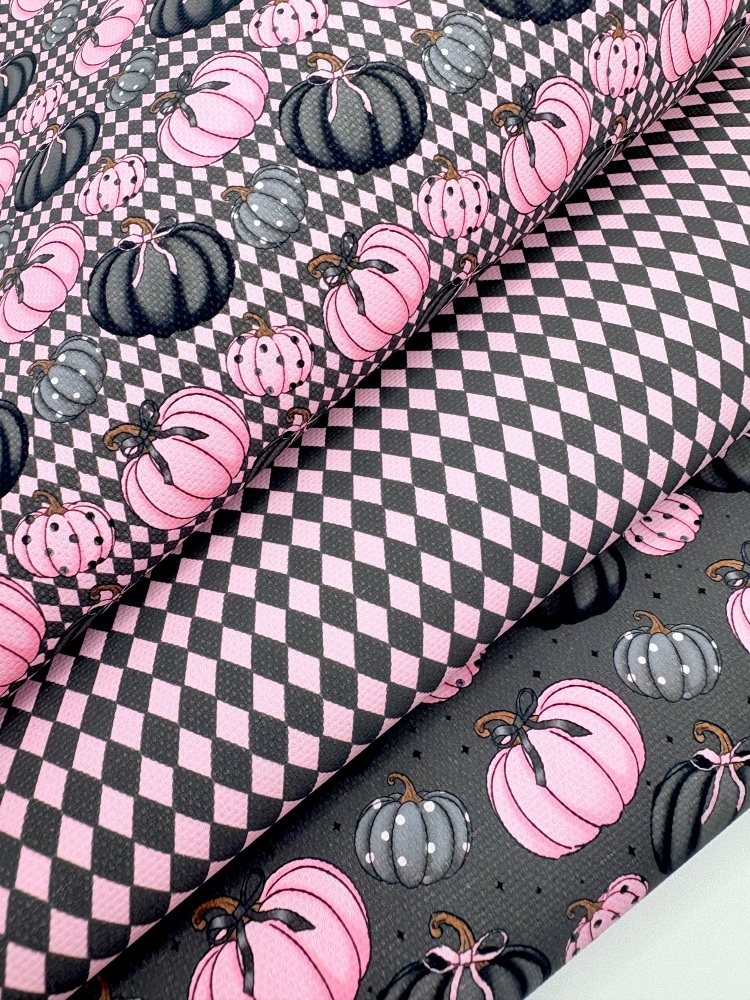 Pink and black pink polkda dot pumpkin Halloween printed canvas fiver friday bundle