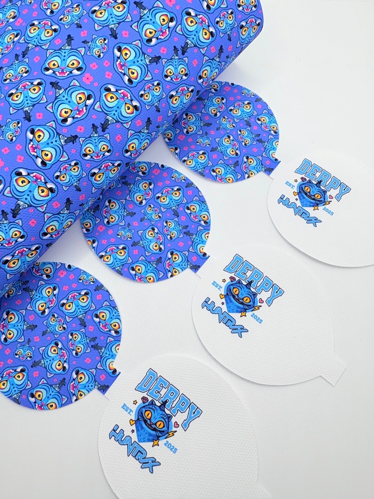 Derpy blue tiger k pop demon hunters printed pre cut bow loop