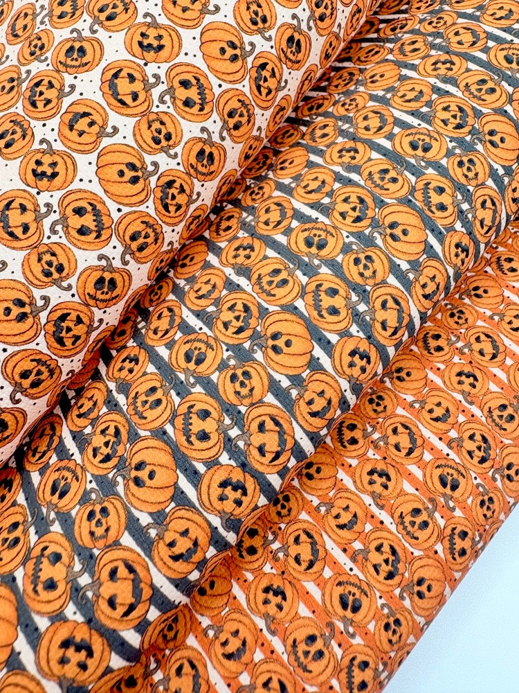 1338 -Halloween Bright orange pumpkin printed canvas sheet