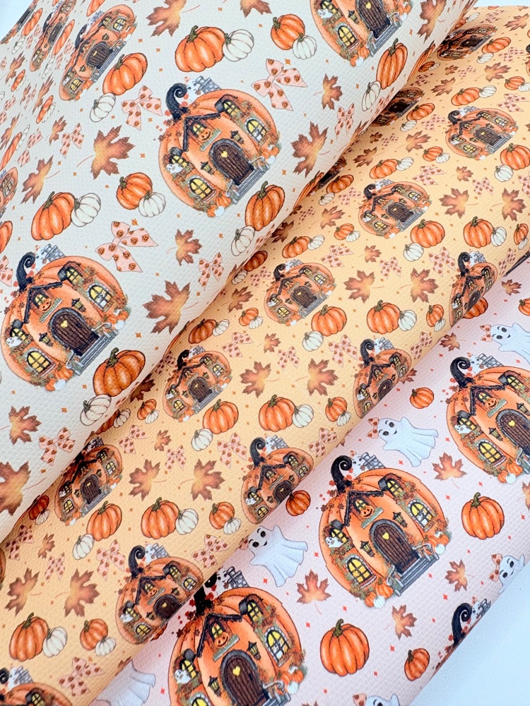1338 -Halloween Pretty pumpkin house ghost printed canvas sheet