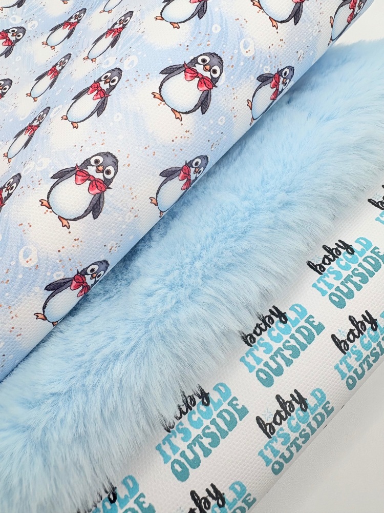 BLUE penguin fur fabric christmas fiver friday bundle
