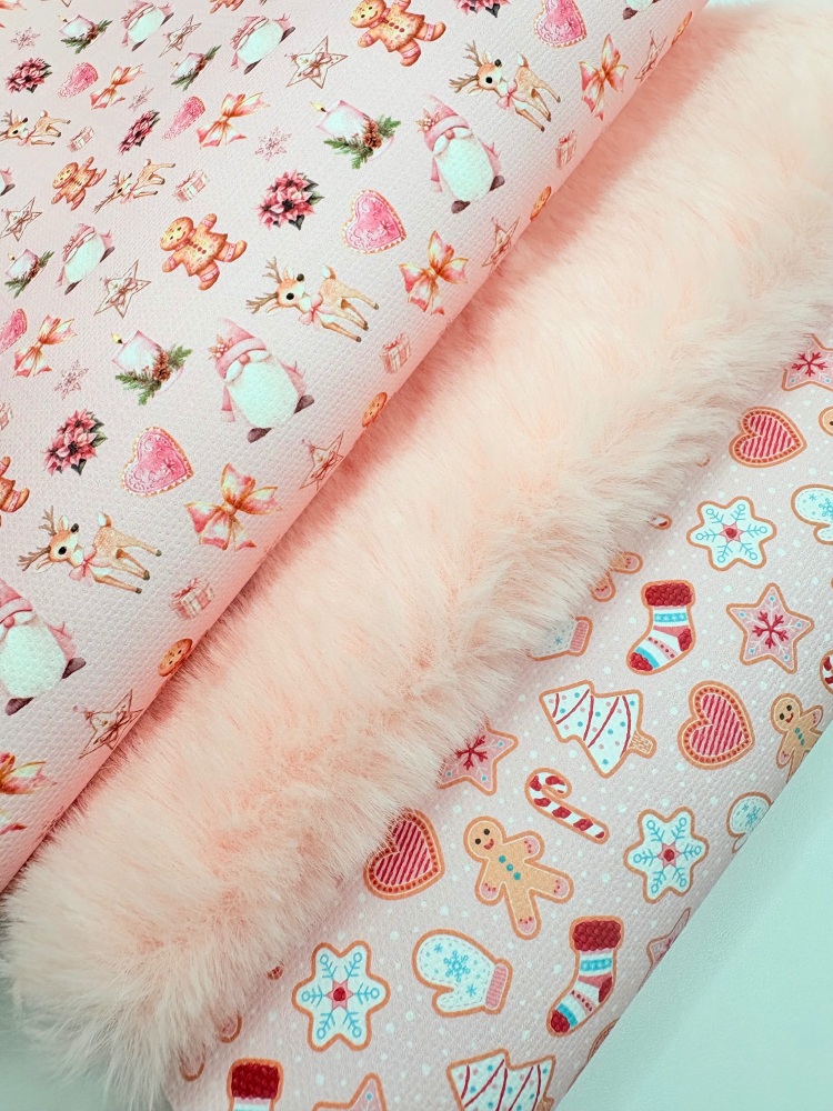 LIGHT PINK Gingerbread collage fur fabric christmas fiver friday bundle