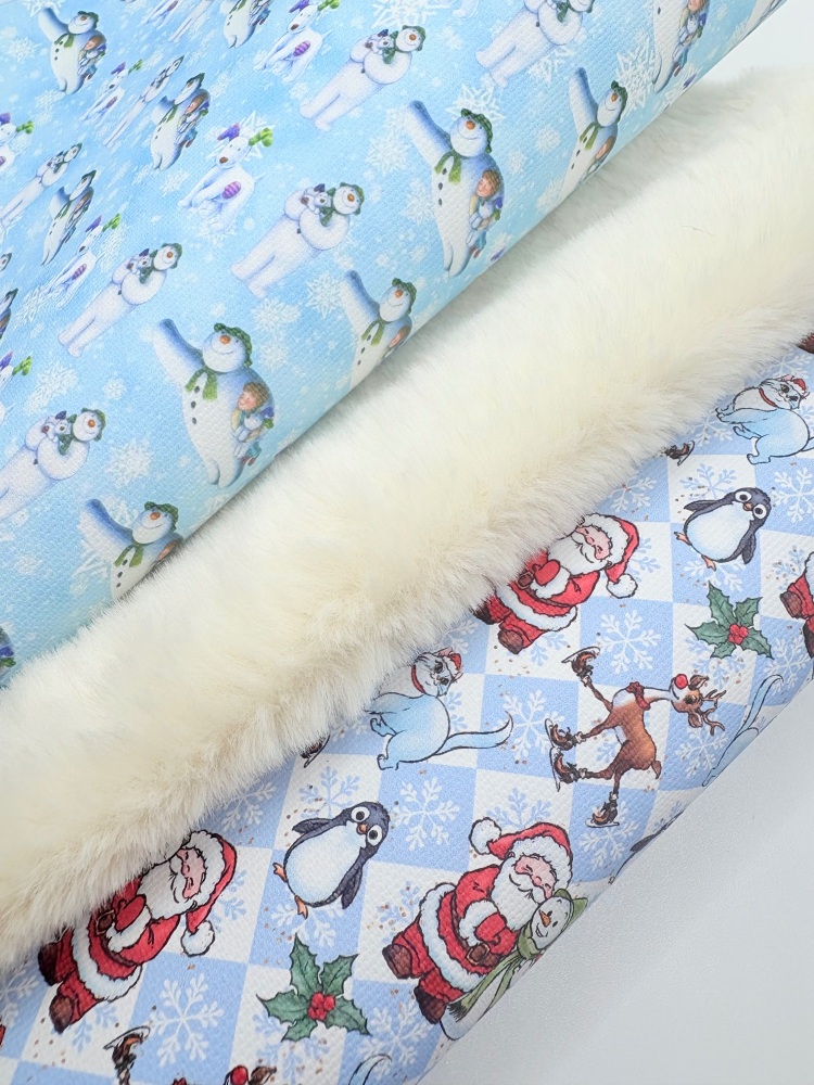 CREAM Snowman and dog fur fabric christmas fiver friday bundle