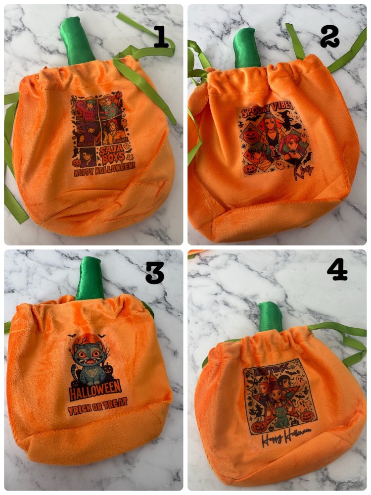 Personalised Halloween Pumpkin Drawstring Treat Bags