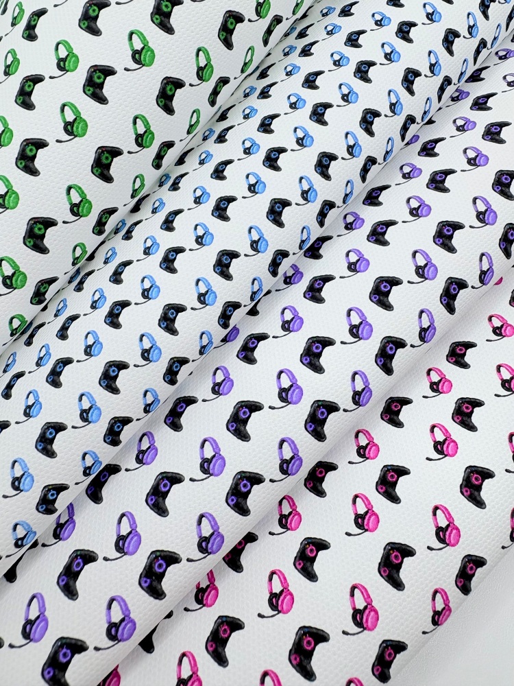 1744  - Gamer Pink printed canvas fabric sheet