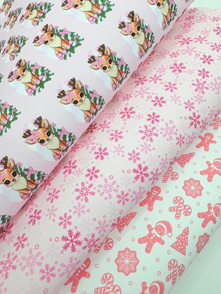 Pale pink reindeer Christmas printed canvas fiver friday bundle