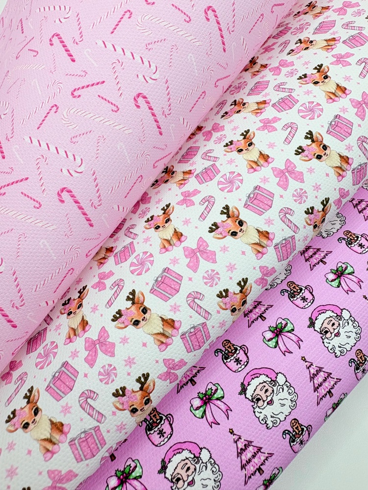 Pink luxury Christmas reindeer santa printed canvas fiver friday bundle