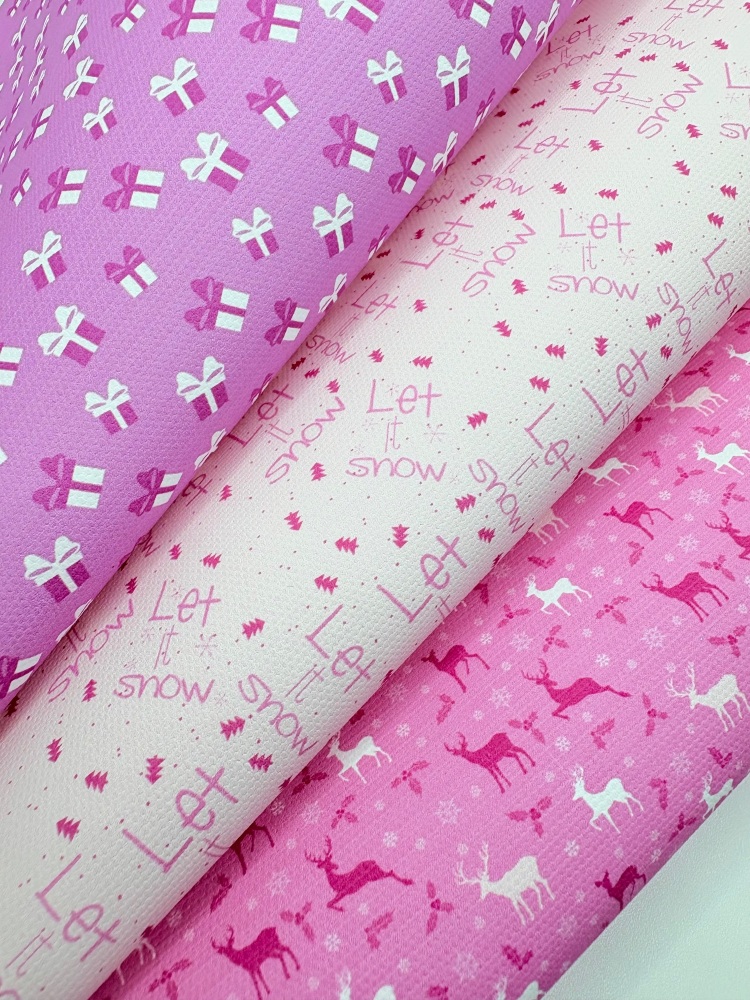 Pink christmas let it snow printed canvas fiver friday bundle
