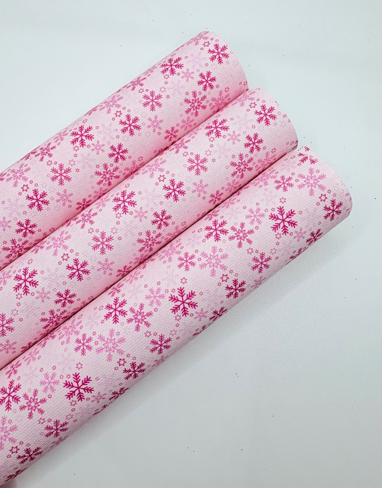 1362 - Pale pink snowflake christmas printed canvas
