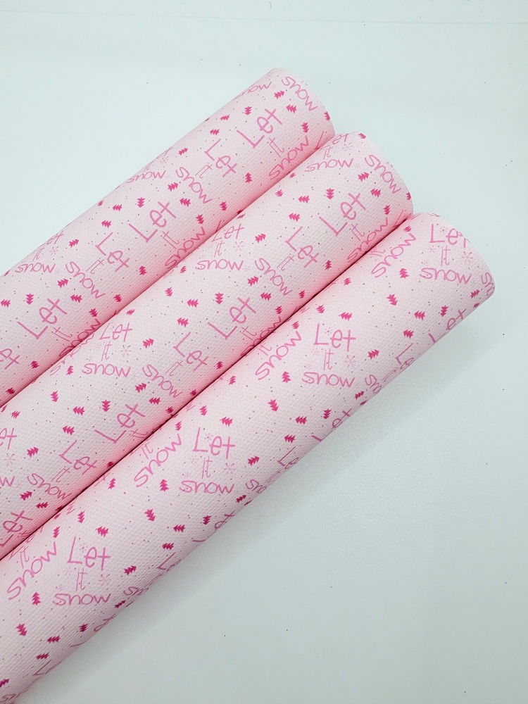 1362 - Pale pink let it snow christmas printed canvas