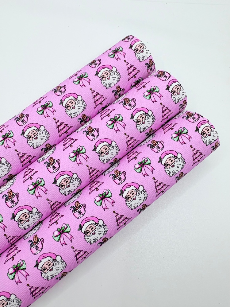 1362 - Boho santa claus pink christmas printed canvas