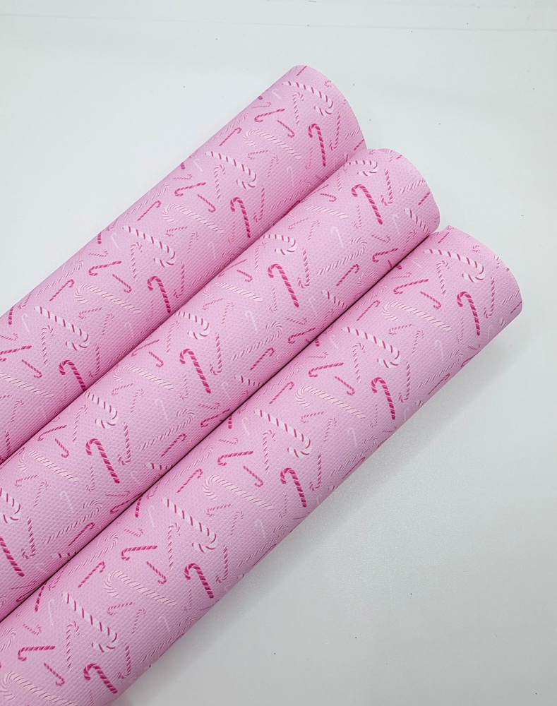 1362 - Pink candy cane christmas printed canvas