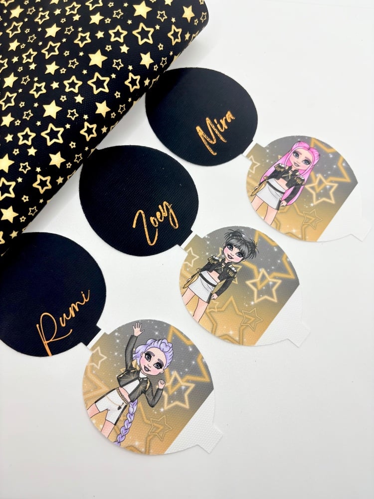 Golden girls Huntrix k pop demon hunters printed pre cut bow loop