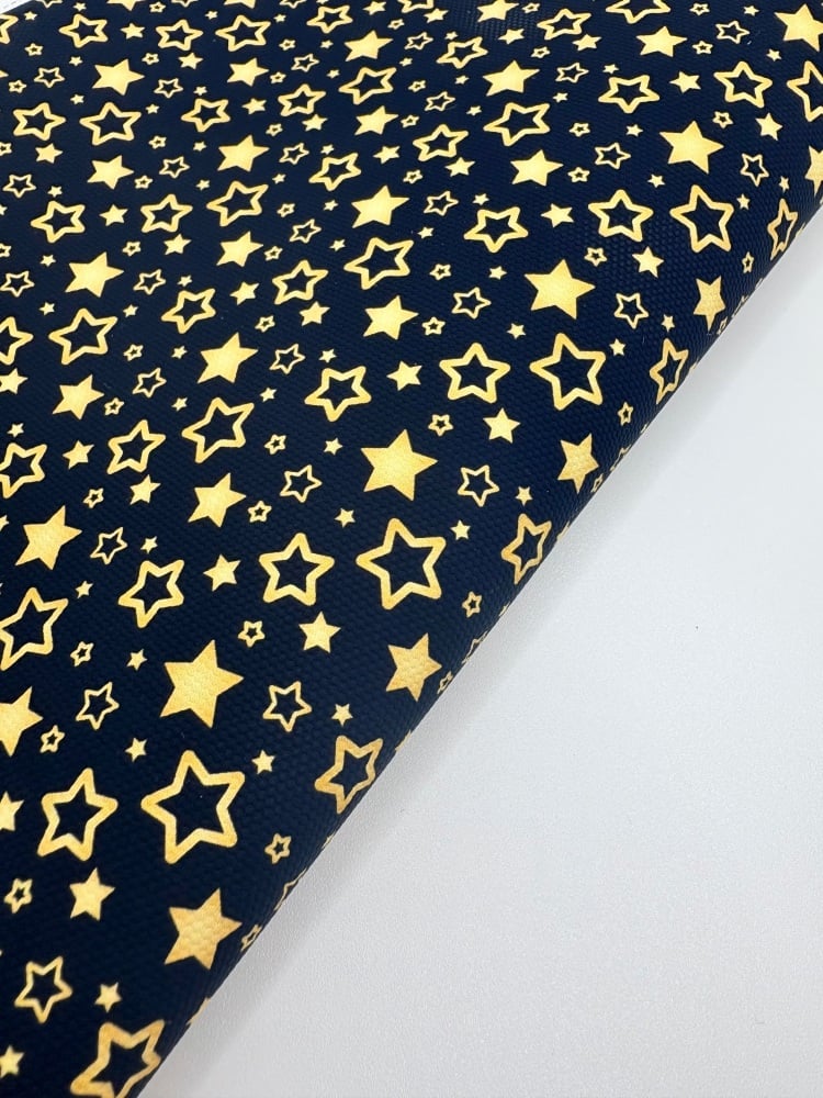 1356 - Black golden star printed canvas sheet
