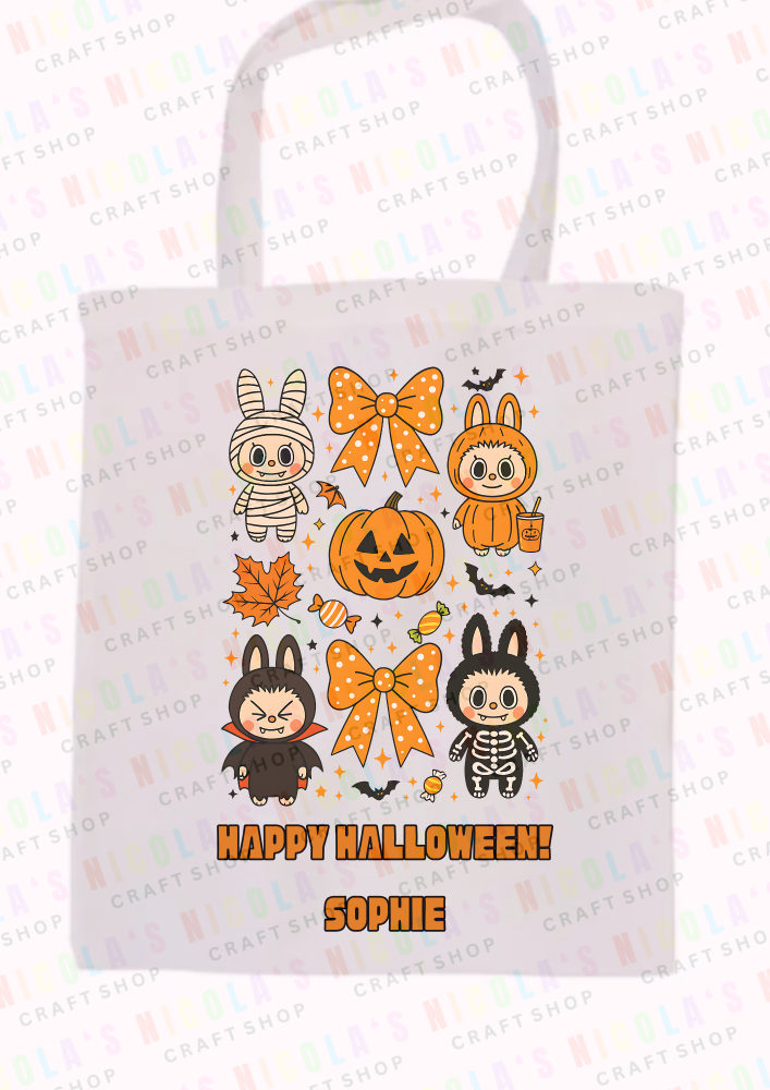LABUBU HALLOWEEN BOWS - Trick or treat Halloween tote bag candy trick or treat