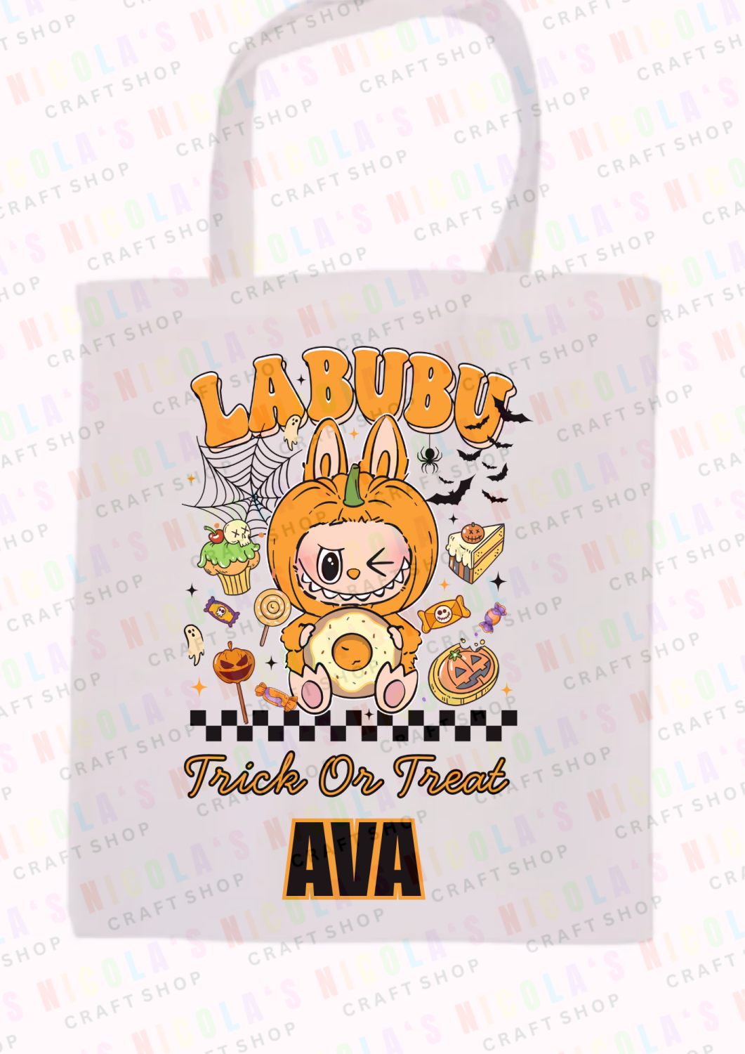 LABUBU HALLOWEEN PUMPKIN - Trick or treat Halloween tote bag candy trick or