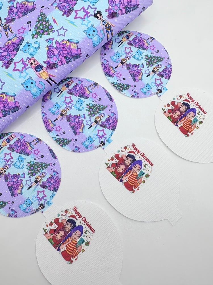 Christmas k pop demon hunters Huntrix printed pre cut bow loop