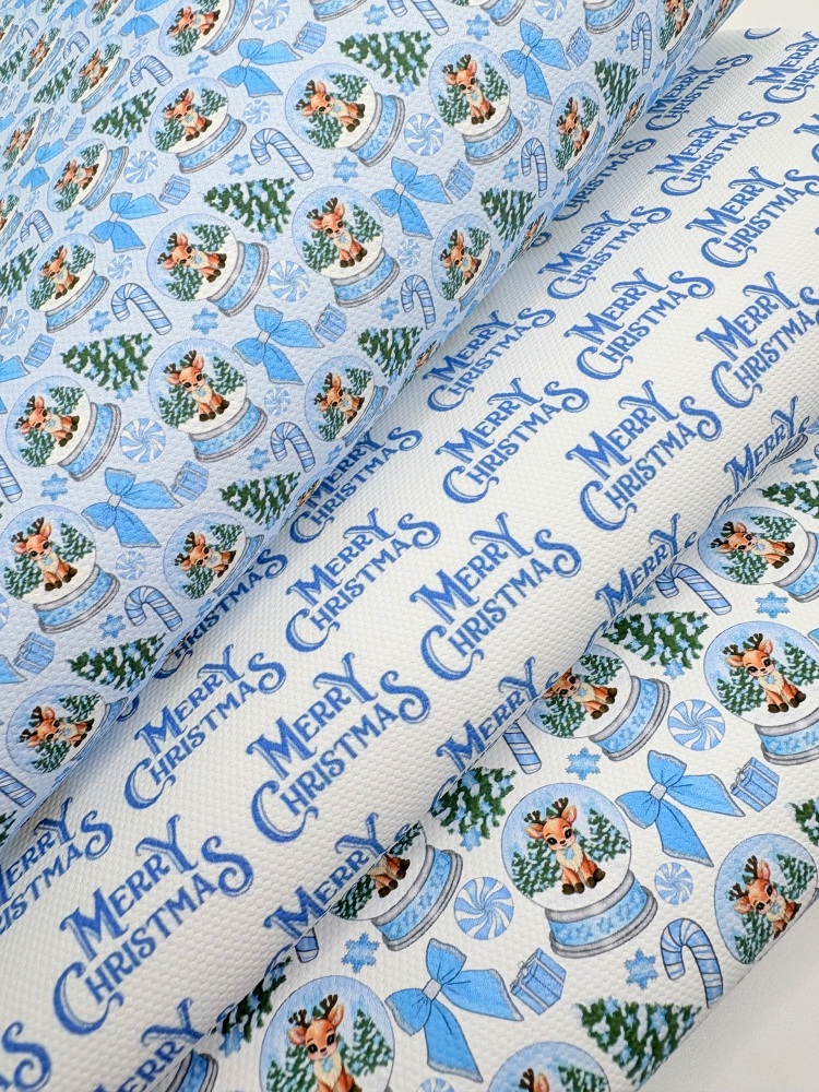 Baby blue reindeer snow globe printed canvas fiver friday bundle