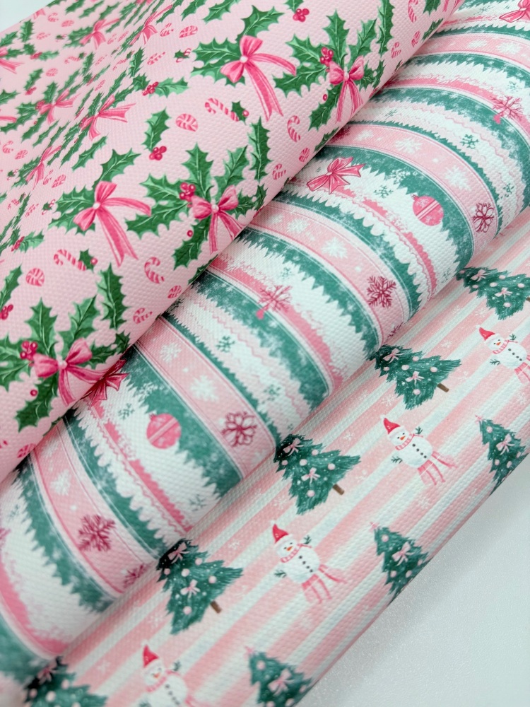 Pink christmas mistletoe under the tree printed canvas fiver friday bundle