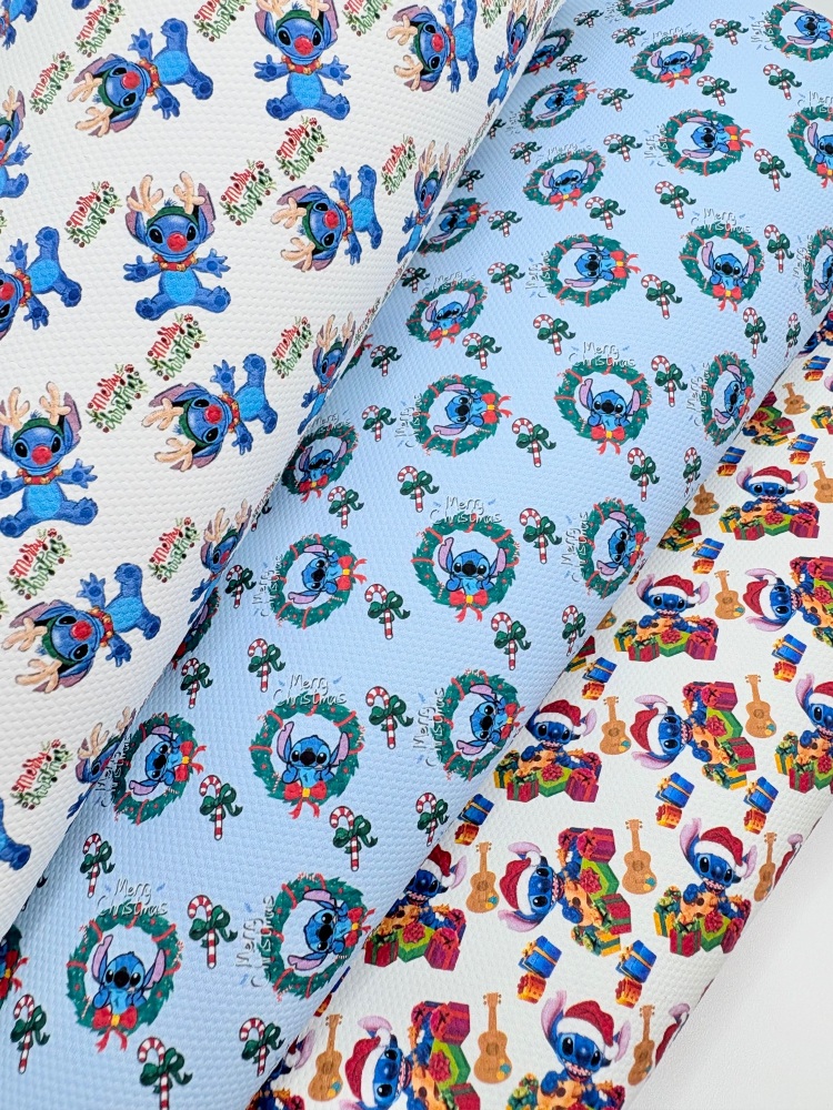 Stitch blue wreath Christmas printed canvas fiver friday bundle
