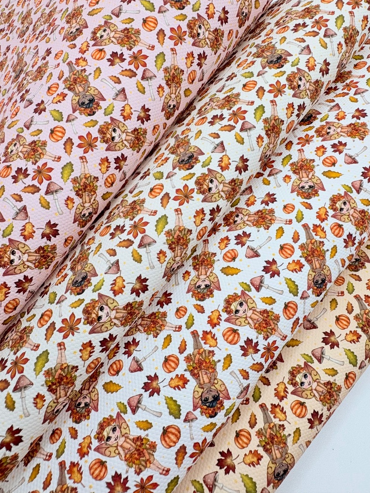 1356 - Autumn fairy patterns printed canvas sheet