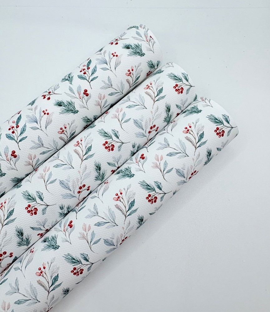 1700 - Christmas holly mistletoe printed canvas sheet