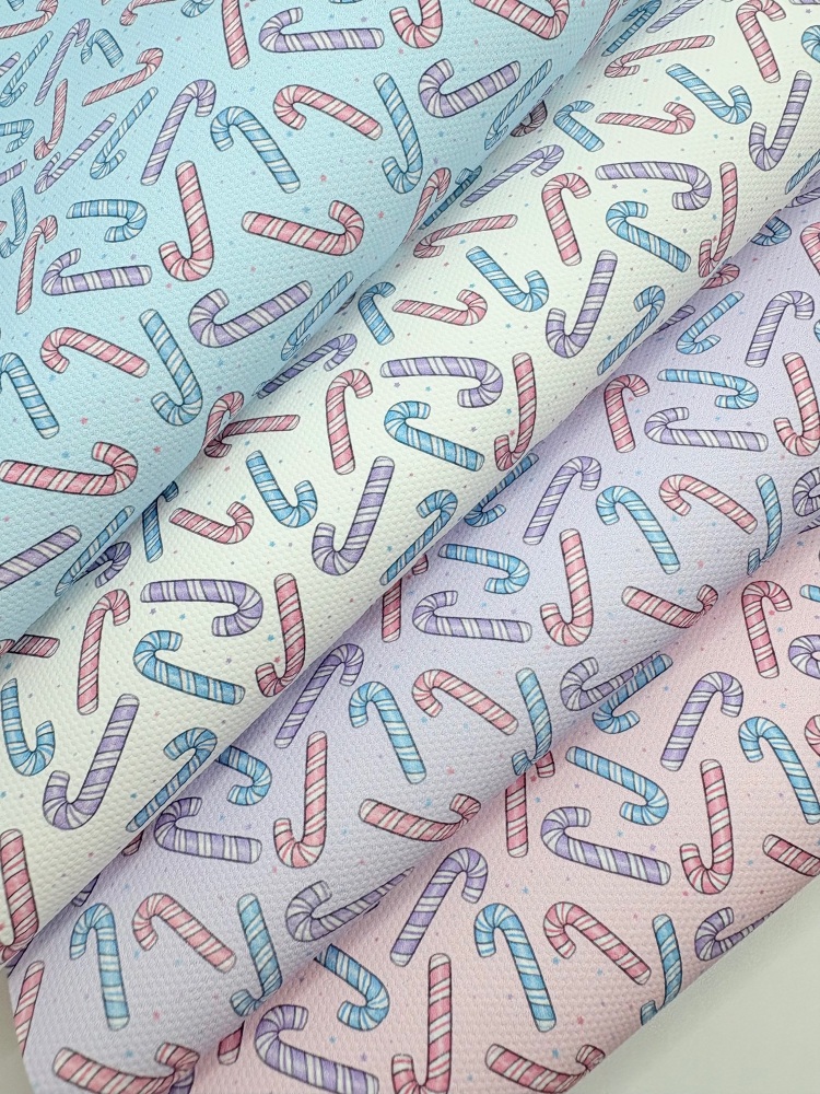 1356 - Christmas Pastel candy cane patterns printed canvas sheet