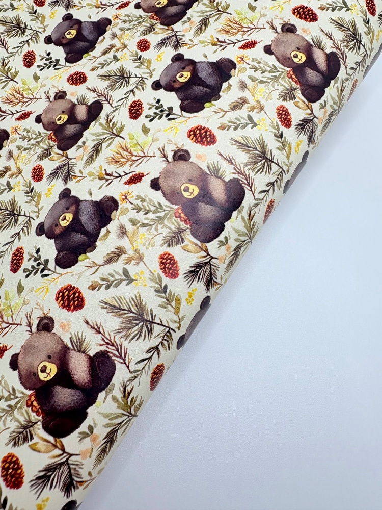 BEAR - Autumn printed range - printed leatherette