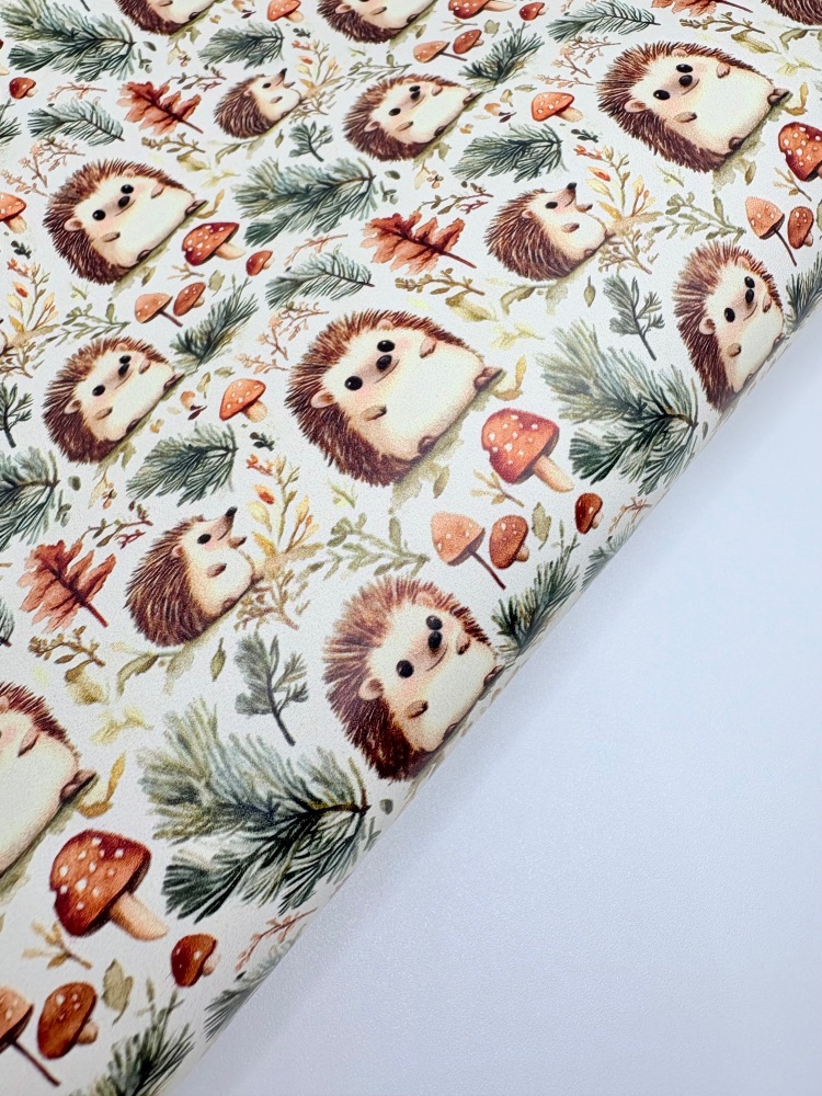 HEDGEHOG - Autumn printed range - printed leatherette