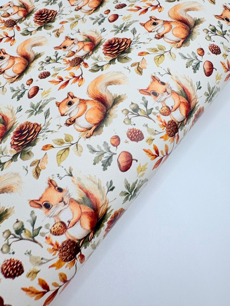 SQUIRREL - Autumn printed range - printed leatherette